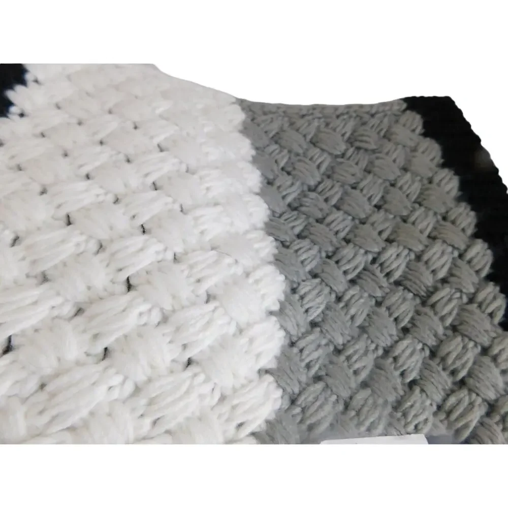 Tommy Hilfiger Knit Scarf Colorblock Black Grey White Preppy Unisex New